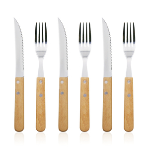 2pcs thép không gỉ răng cưa bít tết dao ngã ba đặt gỗ xử lý nhà hàng cắt kim loại bền thoải mái gỗ xử lý - Product Image 1
