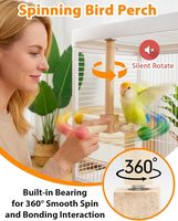 Perchoir pour oiseaux en bois séché au four, rotatif à 360 degrés, jouet interactif pour cage à perroquet