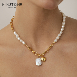 Collier victorien en en perles naturelles plaquées platine, bijoux commémoraux de haute qualité en laiton et métal, à la mode, nouvelle collection 2022 - Product Image 6