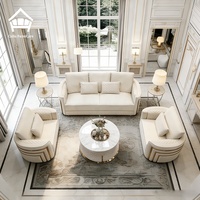 Ensemble de canapés modulaires en cuir bouclé courbé de luxe moderne avec structure en acier inoxydable doré pour salon de villa ou de grande maison