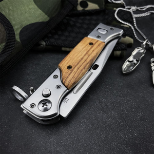 มีดพับพกพา AK47-M9 รุ่น Everyday Carry ทำจากเหล็ก D2 สแตนเลส ด้ามไม้หลากสี เหมาะสำหรับงาน DIY กิจกรรมกลางแจ้ง ตั้งแคมป์ ตกปลา อเนกประสงค์ - Product Image 1