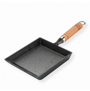 Iron Tamagoyaki <strong>Pan</strong> Cast Skillet Omelet Rolled Egg <strong>Pan</strong> Nonstick Frying <strong>Pans</strong> with Wooden Handle - Square <strong>Grill</strong> - Product Image 1