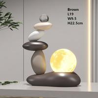 Lampe lune ronde en résine empilable peinte à la main, décoration Shi Lai Yun Zhuan, ornement porte-bonheur, lumière ambiante chaude, idéale pour la maison et le bureau
