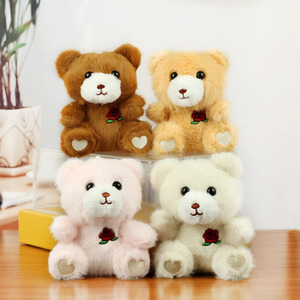 来样定做批发12厘米迷你泰迪熊毛绒钥匙扣定制Logo毛绒动物熊玩具毛皮袋挂件娃娃促销礼品 - Product Image 1