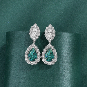 Pendientes de moda de plata 925 personalizados, pendientes de diamantes de alto carbono con corte de pera, joyería para mujer - Product Image 2