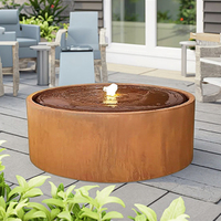 Décoration de jardin extérieur Fontaine cascade en acier corten rouillé de petite taille Artisanat en métal Caractéristique de l'eau en acier