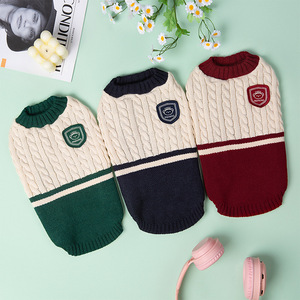 Pull pour animaux de compagnie style anglais, vêtements chauds pour chien, gilet respirant bicolore pour chat, vêtements pour animaux - Product Image 1