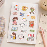 Autocollants décoratifs en vinyle PVC pour journal personnalisé, scrapbook, style coréen mignon, vie quotidienne, Kawaii, papeterie, artisanat, feuille d'autocollants décoratifs