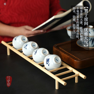 Zhuqige Bamboo <b>Teacup</b> Rack Square Quick Dry Tea Set Storage Ornament - Product Image 5