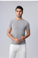 T-shirt de sport à manches courtes en nylon personnalisé avec logo, respirant, séchage rapide, écologique, anti-boulochage, coupe ajustée, col rond