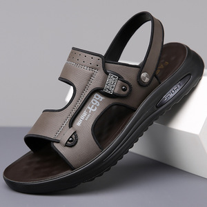 Sandalias Planas para Hombre, Punta Abierta, Parte Superior de PU, Suela de Goma, Transpirables, Calzado Deportivo Informal - Product Image 1