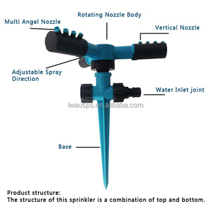 Aspersores de Jardín Ajustables de 3 Brazos de Plástico ABS con Rotación Automática de 360 Grados y Alcance Lateral de hasta 5 m para Césped de Jardín - Product Image 4