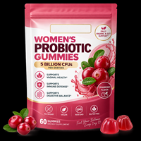 Gummies Probiotiques Véganes Sans Sucre pour Femmes Adultes 5 Milliards de UFC Multi-Souches Extrait de Canneberge Flore Féminine Santé Urinaire