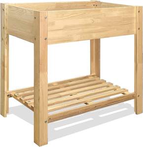 Kit de lit de jardin surélevé en cèdre avec pieds, boîte de jardinière en <span class=keywords><strong>bois</strong></span> surélevée d'extérieur avec rangement pour étagère, plante de fleur végétale - Product Image 1