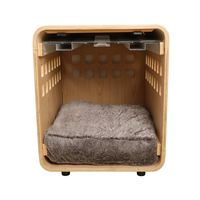 Cage pour chien en bois de qualité supérieure, porte en métal blanc, niche naturelle avec une excellente circulation d'air, design sans couture, double usage comme cage pour chien
