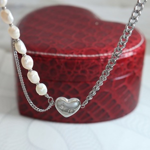 Ensemble de bijoux de luxe en perles et zircon pour femmes, bracelet en acier inoxydable, collier élégant, cadeau pour mariage ou fête - Product Image 2