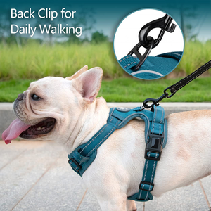 プルドッグハーネスなしチョークなしフロントリードドッグリフレクティブハーネス調節可能なソフトパッド入りペットベスト、簡単なコントロールハンドル付き - Product Image 4