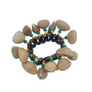 Bracelet en coquilles de noix en gros, clochettes à main, accessoire d'instrument de percussion Djembé africain, bracelet tressé en corde de canard, chaîne de poignet - Product Image 1