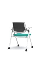 Chaise de conférence moderne en maille GS-G2401C avec accoudoirs inclinables et rabattables, design pliable pour usage scolaire et commercial