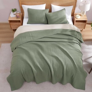 Copriletto verde salvia Set di biancheria da letto per tutte le stagioni con 2 cuscini Shams adatti per letto, divano - Product Image 5