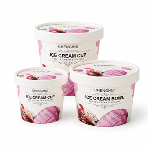 Coppette di Carta Usa e Getta per <span class=keywords><strong>Gelato</strong></span> con Coperchi, Ciotole Personalizzate per Yogurt, Confezioni Ecologiche per Dessert Surgelati da Asporto - Product Image 1