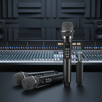 Microphone sans fil professionnel UHF à fréquence fixe, 2 canaux, avec suppression du bruit, portée de 20 m, en alliage métallique, pour les fêtes