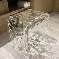 Petits tabourets en acrylique transparents à motif vague d'eau, bas, pour salle de bain, changement de chaussures, dressing, présentoirs étanches, moulage et découpe