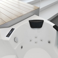 Baignoire Spa Vipor Intérieur Connor en Forme d'Éventail, Baignoire Balnéo avec Robinetterie et Paroi en Verre