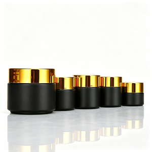 Tarros de crema de vidrio negro mate con tapas doradas 100G 60G 50G 30G 20G 15G 10G 5G, cortos y redondos para el cuidado de la piel, con serigrafía disponible. - Product Image 5