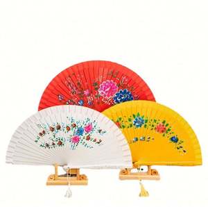 Éventail pliant en bois, en bambou et papier, avec motif musical peint pour la décoration de la maison, cadeau d'entreprise pour le Nouvel An chinois - Product Image 4