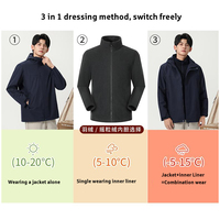 Veste intérieure en polaire unisexe personnalisée, veste d'hiver à fermeture éclair intégrale pour homme, 3 en 1, détachable, imperméable, coupe-vent, veste d'extérieur