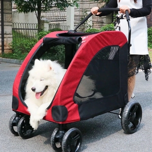 Carrinho luxuoso dobrável, carrinho para cachorro de tamanho médio e grande, 4 rodas - Product Image 6
