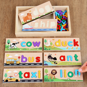 Juguetes Educativos de Ortografí<span class=keywords><strong>a</strong></span> <span class=keywords><strong>para</strong></span> Niños, Rompecabezas de Doble Cara con Caja de Almacenamiento de Madera <span class=keywords><strong>para</strong></span> la Lectura Temprana y el Reconocimiento de Letras - Product Image 3