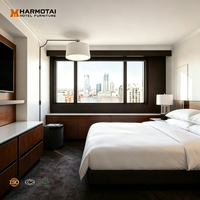 Collection de meubles de suite inspirée par le Marriott Downtown New York, lit king-size + canapé, table d'appoint, design moderne, hôtel 4-5 étoiles