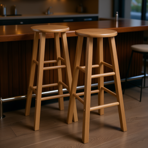 Taburetes de Bar Element, Juego de 2 Piezas de Madera, Estilo Rústico, Muebles Estables para Bar en Casa - Product Image 2