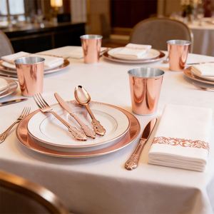 Vaisselle jetable écologique, assiettes en plastique blanches, assiettes jetables pour la restauration, fournitures pour fêtes et événements, mariage, entreprise - Product Image 1