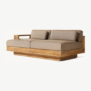 고급 야외 가구 티크 L 모양의 소파 단단한 나무 코너 소파 호텔 거실 단면 정원 소파 - Product Image 4