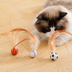 Pelota Elástica con Plumas para Gatos, Juguete Interactivo para Gatitos, Alivia el Estrés, con Catnip, Suministros para Gatos - Product Image 4