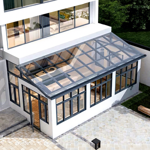 Verrière triangulaire à toit incliné en aluminium 6063 T6 et verre trempé, design moderne, avec panneaux solaires, écologique, pour jardin extérieur - Product Image 1