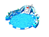 Parc aquatique gonflable géant d'occasion avec toboggans et château gonflable à vendre, parc aquatique de haute qualité
