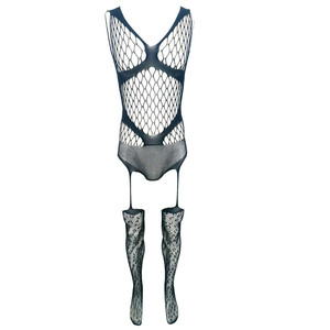 Men <b>Fishnet</b> Bodysuit Openwork Jacquard Pattern Spandex Nylon Spring 2024 - Product Image 5