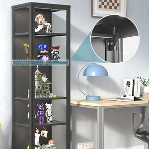 ארון תצוגה זכוכית מחוסמת מודרנית עם מדפים מתכווננים ואורות הוביל - Product Image 4