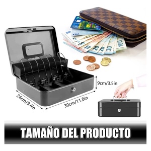 กล่องเงินโลหะพร้อมกุญแจ 2 ดอก จัดเก็บเงินและบัตรได้อย่างปลอดภัย ขนาดเล็ก - Product Image 2