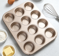 Moule à muffins antiadhésif en acier au carbone 12 cavités, plaque de cuisson premium pour mini-cupcakes, ustensile de cuisson pour four domestique