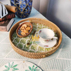 Plateau décoratif en rotin, forme vintage, fait main, qualité supérieure, vente en gros, idéal pour votre collection de maison - Product Image 3