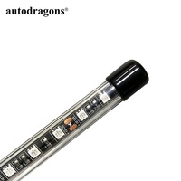 AUTODRAGONS 0.9 mètres/3FT 360 degrés antenne flexible rouge Led éclairé fouet avec drapeau jaune pour ATV UTV RZR