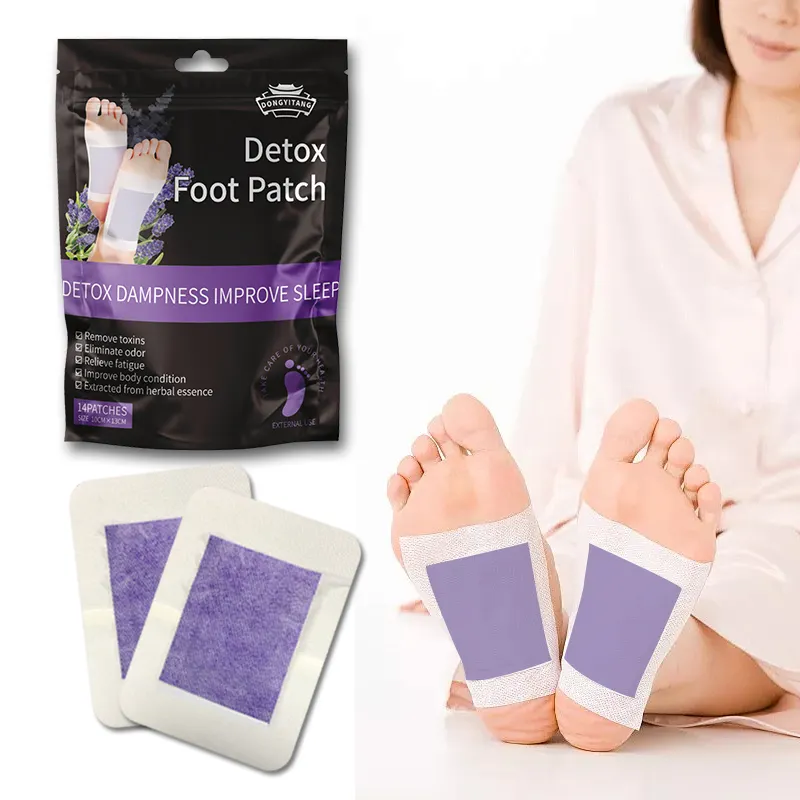 Venda quente de almofadas de desintoxicação para pés de lavanda para melhorar o sono e aliviar o estresse almofadas de desintoxicação para pés de ervas chinesas
