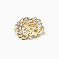 Broche Couronne de colombes en diamant de laboratoire, bijoux en or 9K 14K 18K, épingle de revers personnalisée Art Déco avec oiseau, pour cadeau de fête