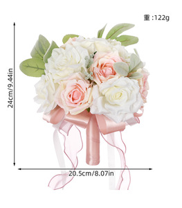 Bouquet de mariée créatif, bouquet de mariée blanc, bouquet de mariée en roses artificielles, bouquet de mariée pour cérémonie de mariage - Product Image 6