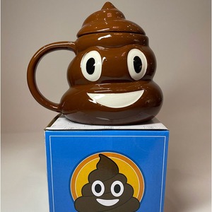 <b>Ceramic</b> Poop Emoji <b>Mug</b> With <b>Lid</b> Cartoon Novelty Design <b>For</b> Party Use - Product Image 3